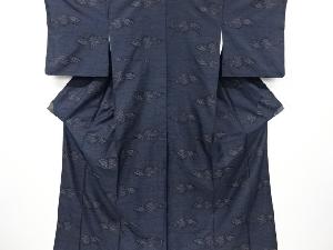 雲に花模様織り出し本場泥大島紬着物